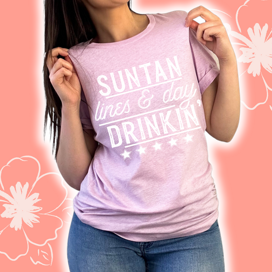 Suntan Lines and Day Drinkin Adult Graphic Tee
