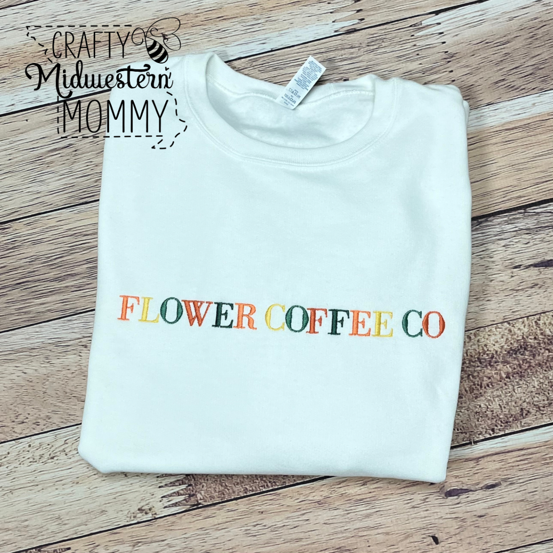 Flower Coffee Co Adult Embroidered Sweatshirt