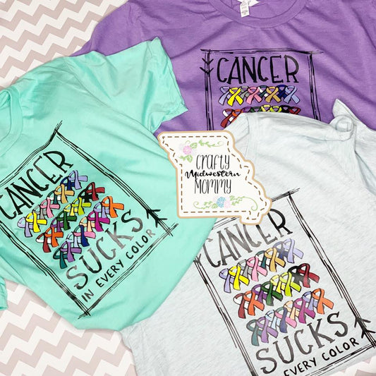 Cancer Sucks In Every Color Graphic Tee
