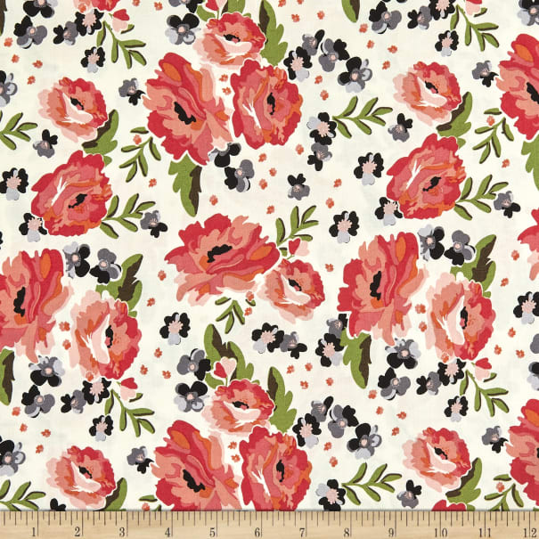 Riley Blake Ava Kate Flowers Cream