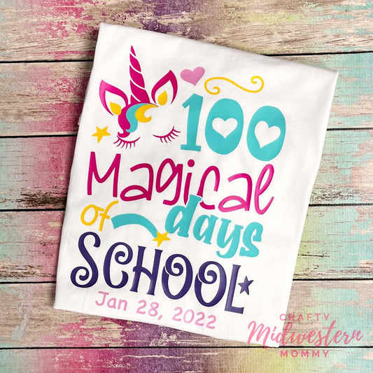 Unicorn 100 Magical Days of School Youth Graphic Tee