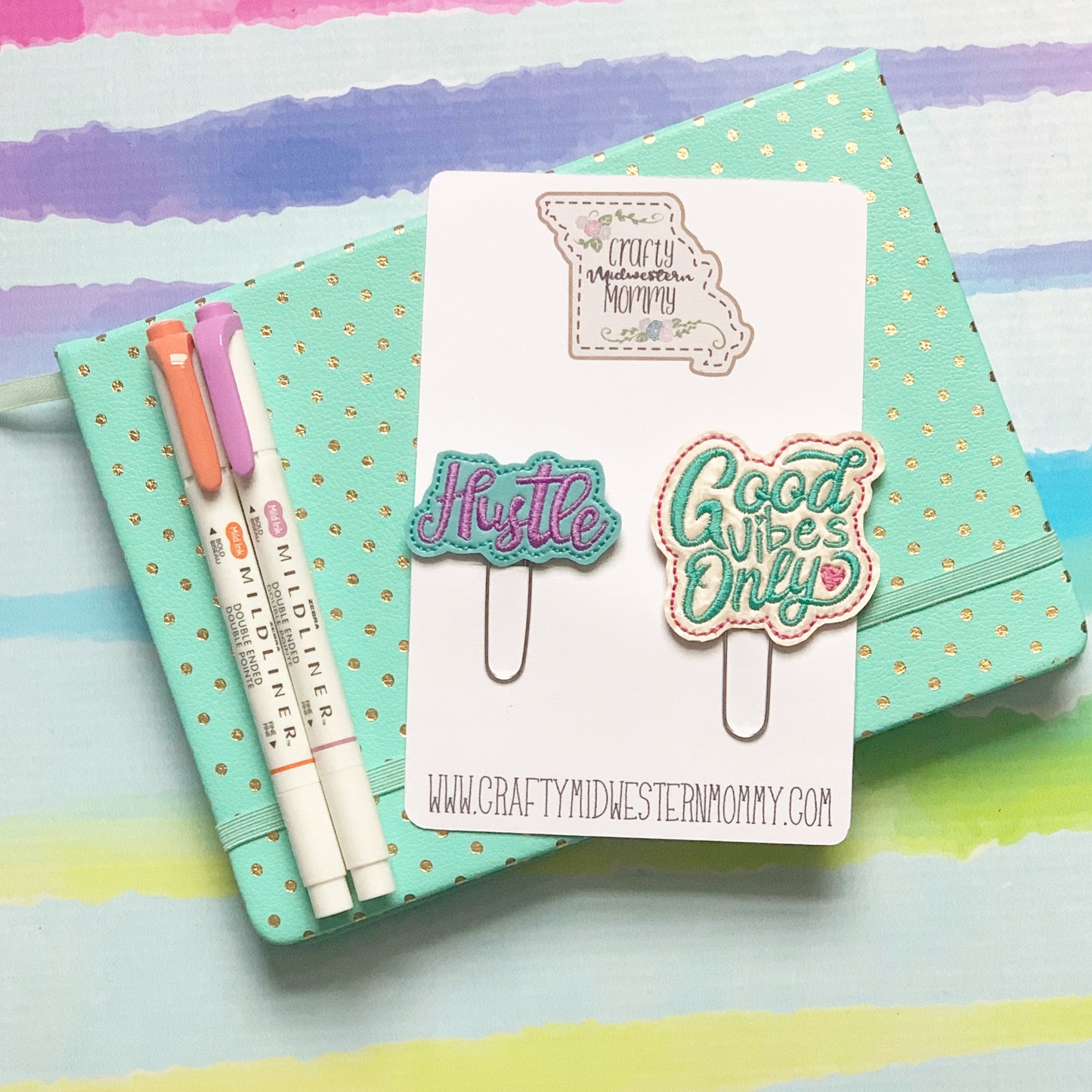 Hustle and Good Vibes Planner Clip