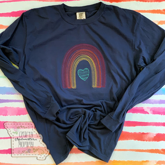Rainbow Sketch Adult Embroidered Sweatshirt