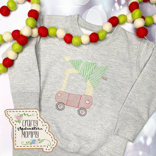 Kids Car with Tree Youth Embroidered Sweatshirt