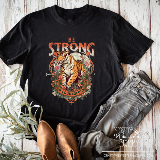 Be Strong & Courageous Vintage Adult Graphic Tee