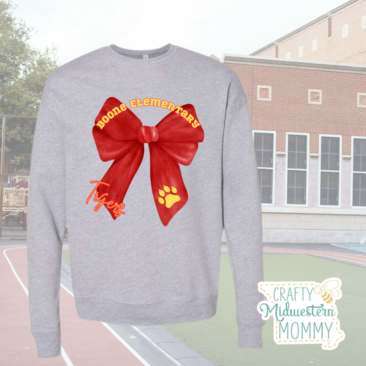 Boone Elementary Tigers Bow Crewneck Sweatshirt