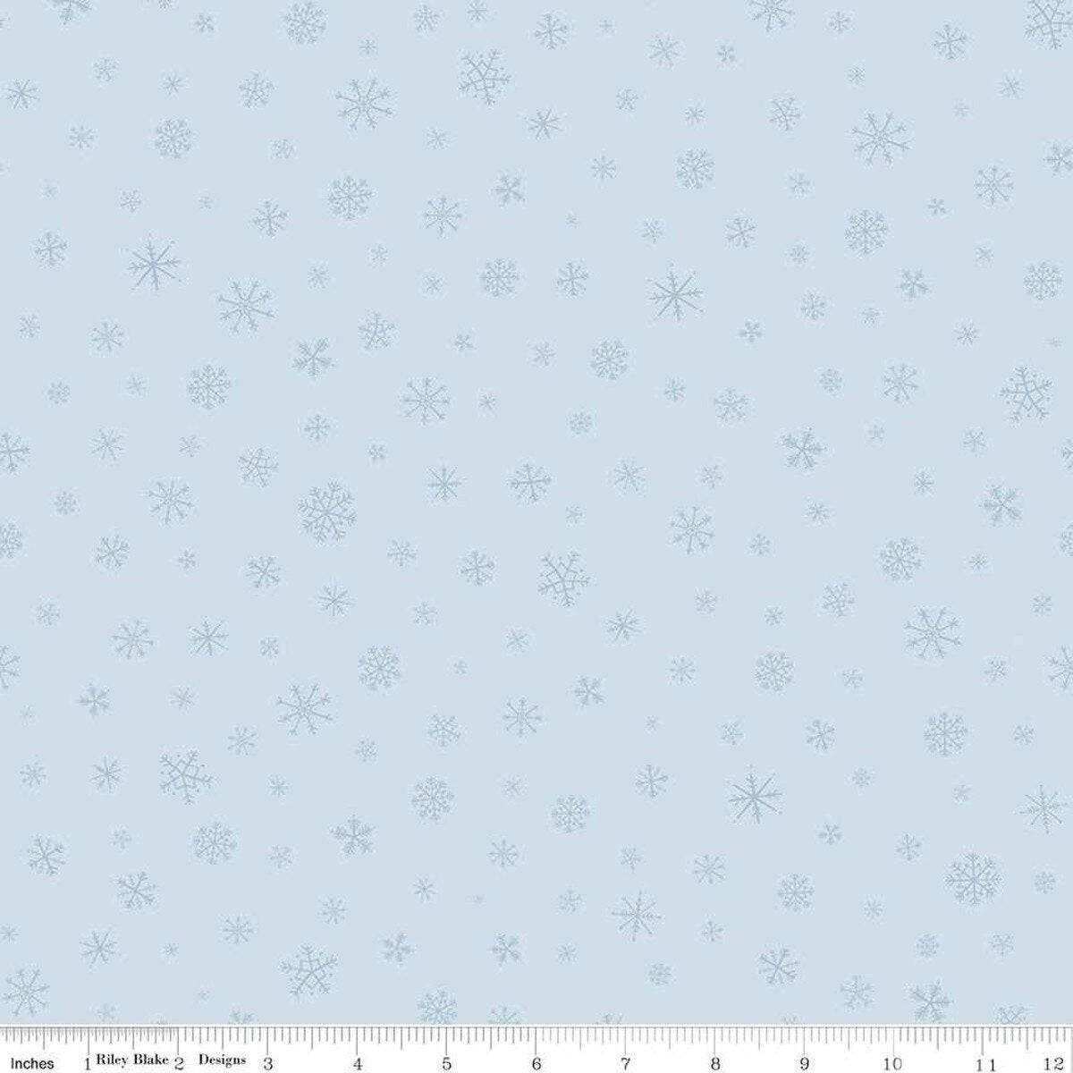 Riley Blake Flannel Snow Leopard Snowflakes Ice Blue