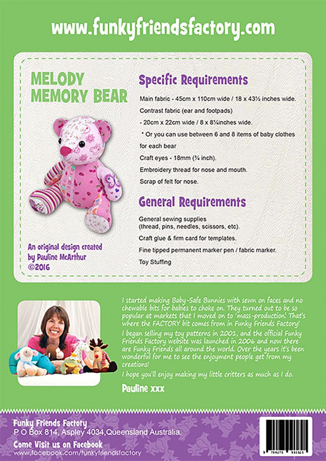 Melody Memory Bear Sewing Pattern