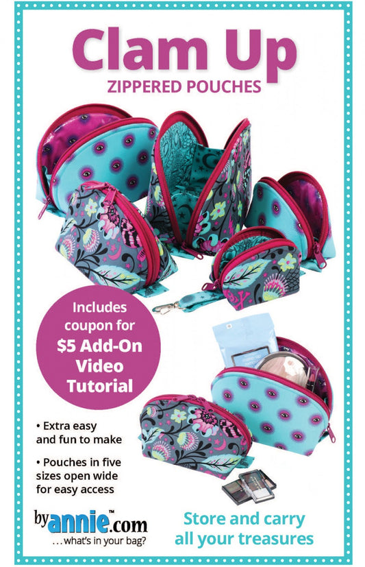 Clam Up Zippered Pouch Sewing Pattern