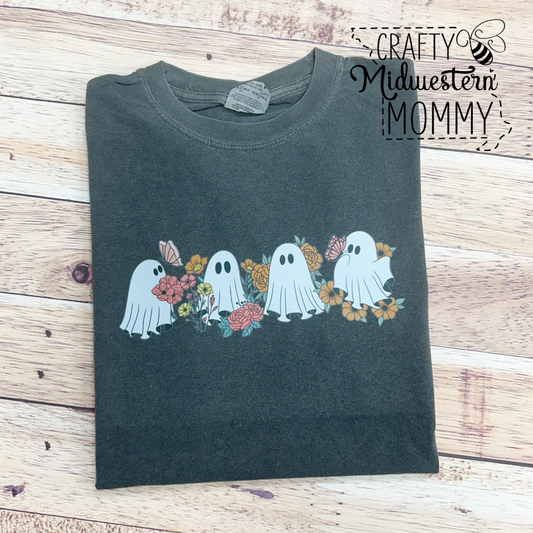 Retro Floral Ghosts Short Sleeve Tee