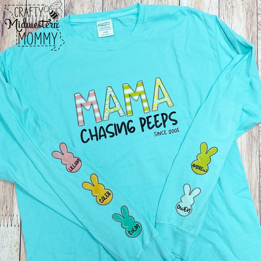 Mama Chasing Peeps Custom Graphic Tee