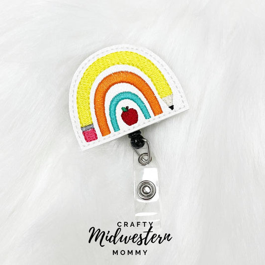 Rainbow with apple Badge Reel