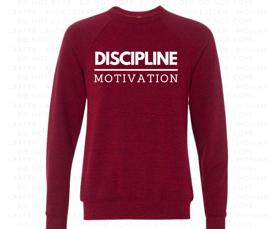 Relentless-DISCIPLINE over MOTIVATION-Crewneck Raglan Sweatshirt