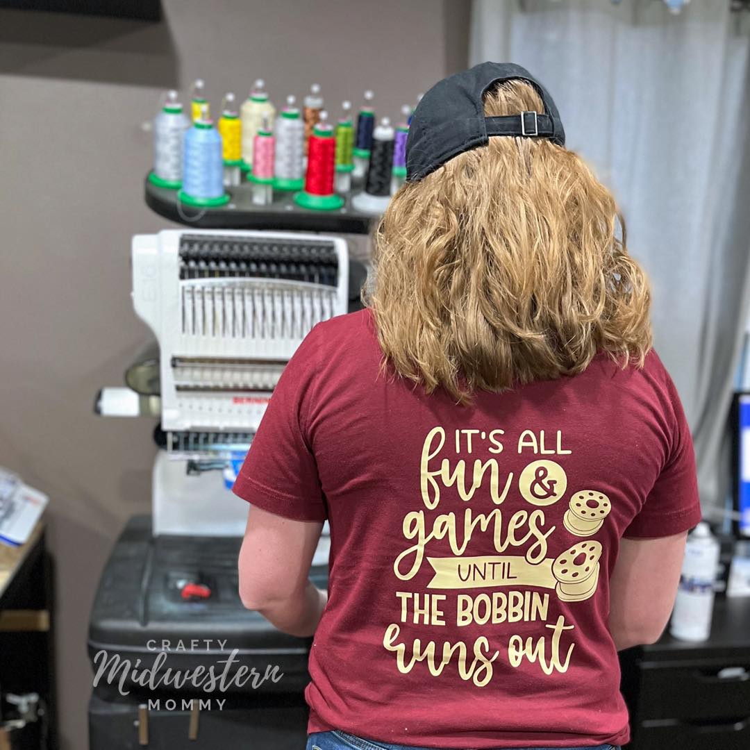 Its All Fun & Games Until the Bobbin Runs Out Adult Graphic Tee