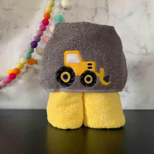 Construction Tractor Hooded Towel