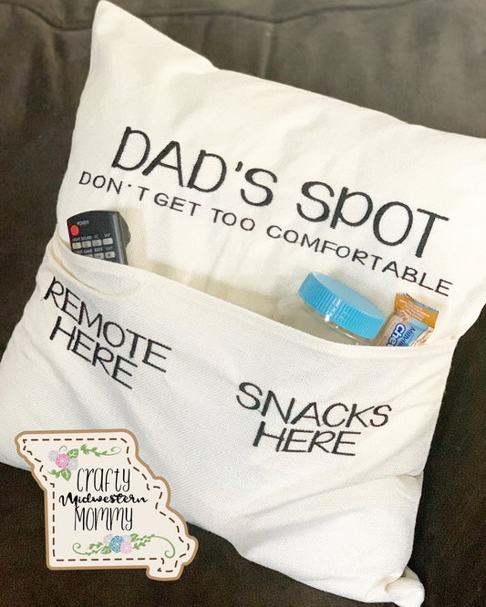 Dad’s Spot Pocket Pillow Cover