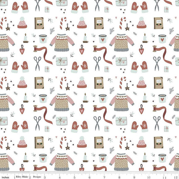 Riley Blake Warm Wishes Winter Wear White