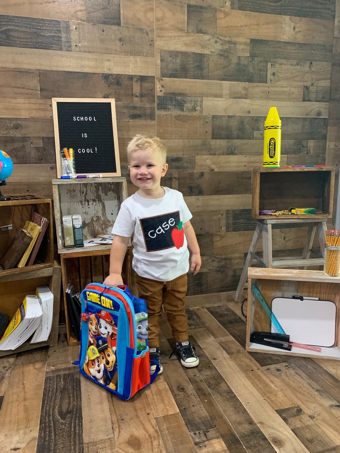 Chalkboard and Apple Youth Applique Shirt