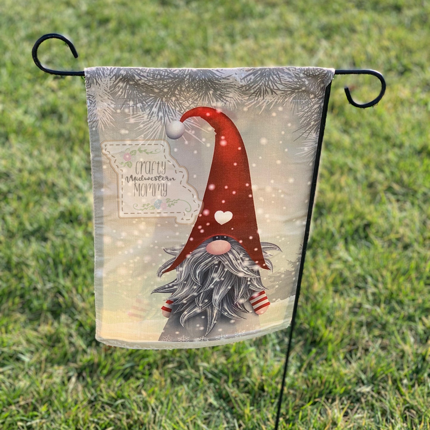 Heart Gnome Garden Flag