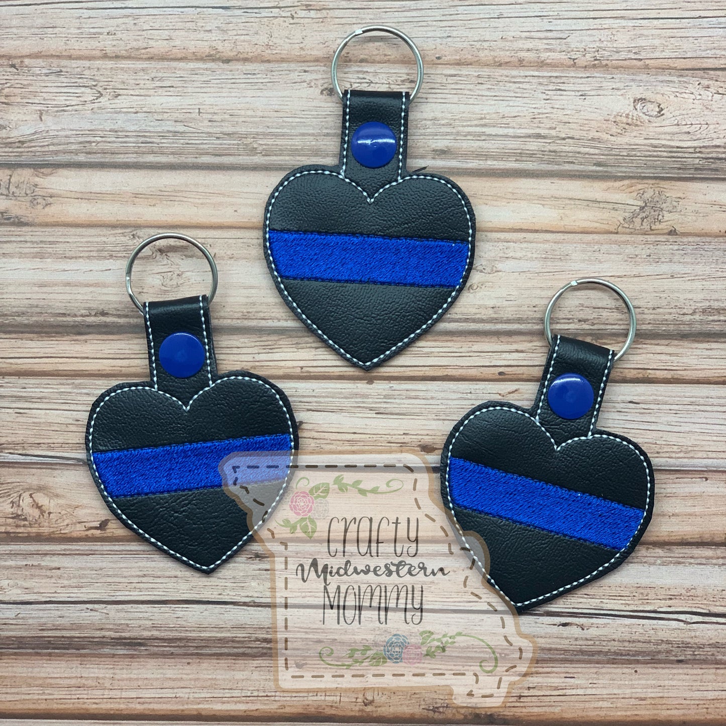 This Blue Line Heart Keychain